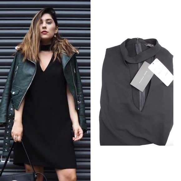 Zara Dresses & Skirts - NWT Zara Black Choker Plunge Mini Dress Medium
